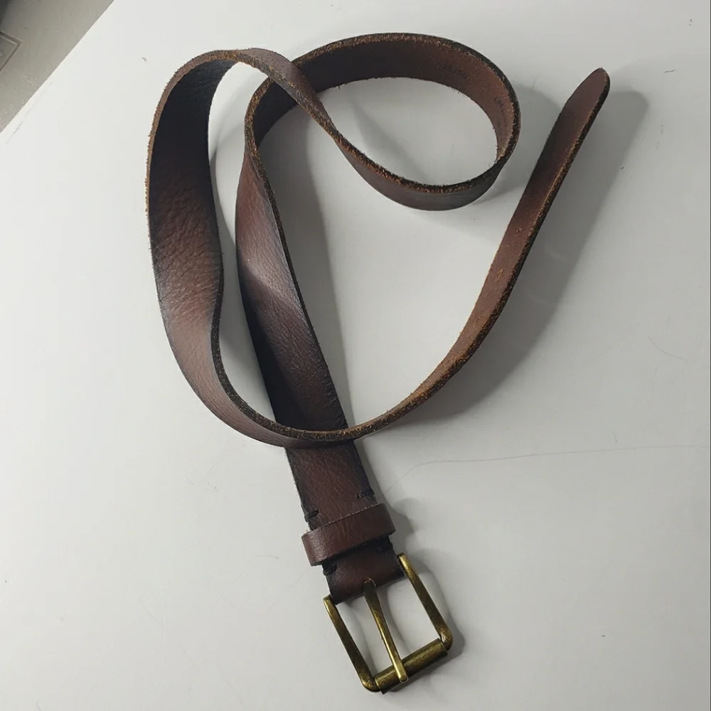 Vintage Handmade Belt Italy Brass Buckle Leather Grunge Unisex Rodeo West 35